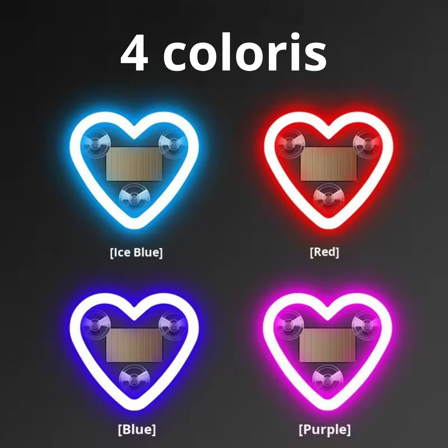 Coeur Néon solaire à ventouse