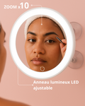 Miroir skincare x10 avec anneau lumineux
